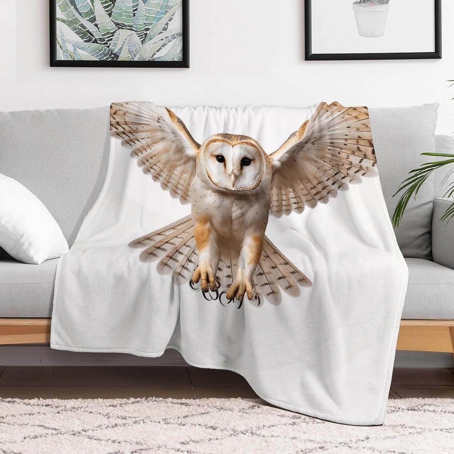 Ultra-Soft Micro Fleece Blanket A Barn Owl Throw Blanket Lightweight Flannel Fuzzy Blanket Soft Cozy Air Conditioning Quilt Warm Throw Blanket All Seasons for Bed Couch Living Room Sofa 60"x80"