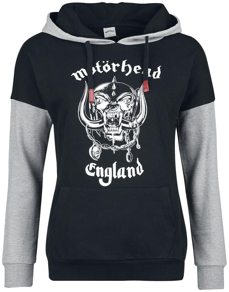 Motörhead England Frauen Kapuzenpullover schwarz/grau meliert
