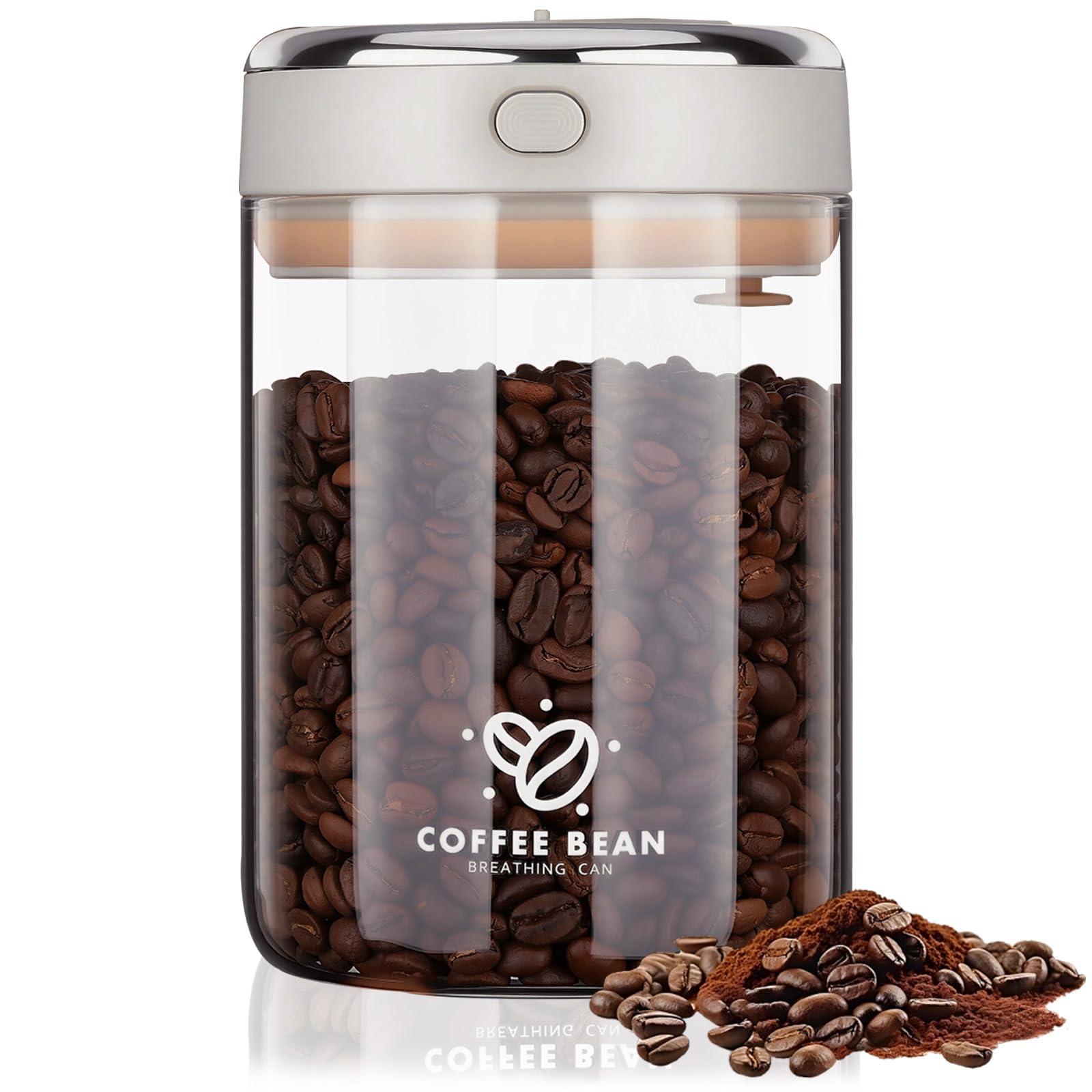 1100ML Vakuum Kaffeedose, Glas Kaffeebehälter Luftdicht mit Auslassventil