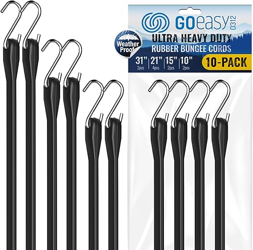 Cuerdas elásticas de goma resistentes para exteriores, máxima elasticidad de 1.8 veces y más de 180 libras de carga, correas elásticas 100% EPDM, 10
