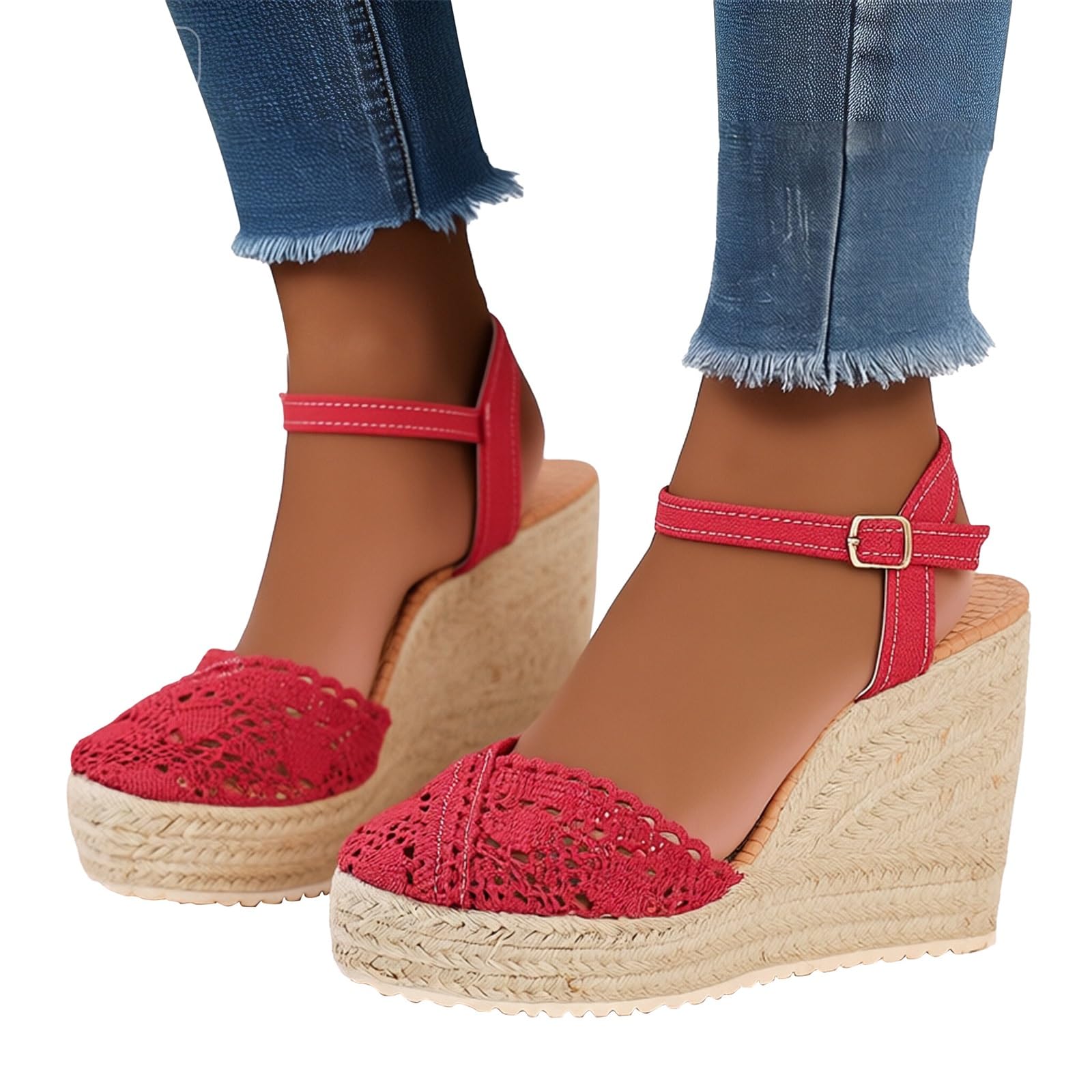 Generico Sandales Femme Compensé Confortables LéGèRes AntidéRapantes Semelle Souple Respirantes Chaussures Femme éTé éLéGantes Mules Support Coupe Large Ville Vacances