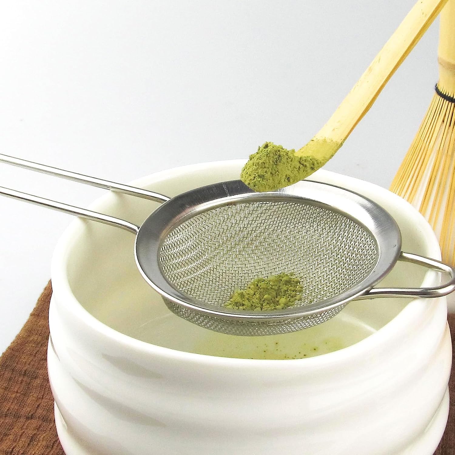 Juego de Té Matcha Japonés - Cuenco Con Boquilla de Vertido, Bandeja, Batidor, Soporte de Cerámica, Organizador de Polvo y Kit de Ceremonia