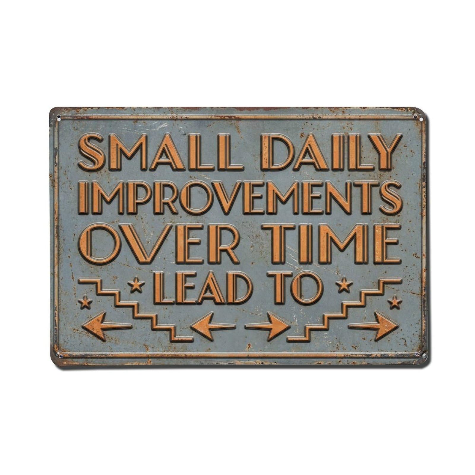 Daily Progress Leads Kitchen Retro Motivational Slogans Vintage Metal Tin Sign Plaque Wall Decor for Cafe, Club, Garden Metal Poster 8x12Inch