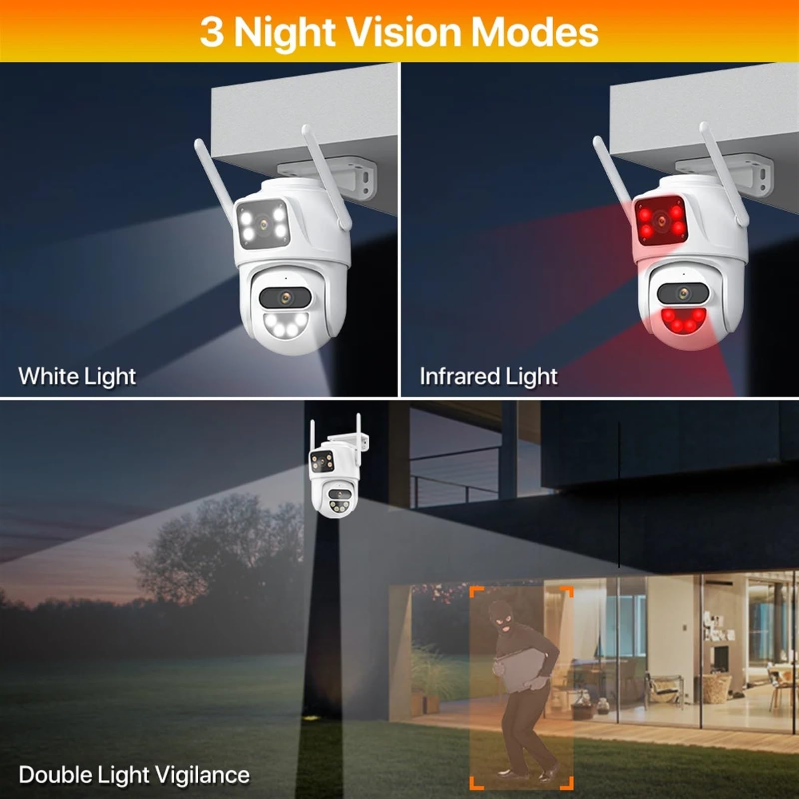 Telecamera Wifi Esterno, Telecamera IP esterna 4K 8MP Dual Screen Ai Rilevamento umano Telecamera di videosorveglianza con tracciamento automatico 4MP HD CCTV di sicurezza ,Sicurezza, Antifurto(4MP Ad
