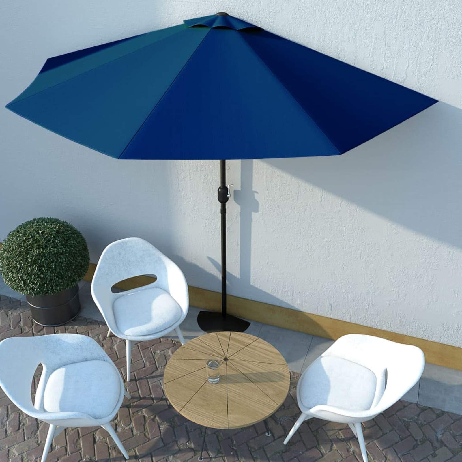 Tidyard Parasol de Balcon Parasol de Jardin Demi Mât en Aluminium Bleu 300x150x253 cm
