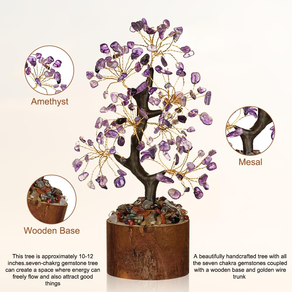 Vicloon Ametista Albero della Vita, Albero di Cristallo, Cristalli Curativi, Fengshui Ornamento, Guarigione Meditazione Reiki Portafortuna Regalo, Home Office Decorazione