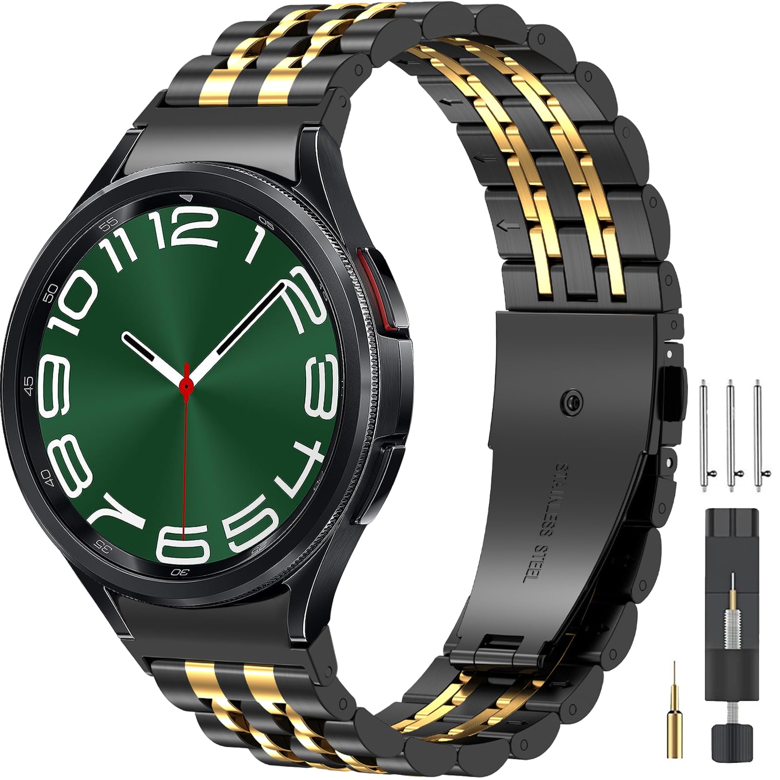 EZMVZKU Galaxy Watch 7/6/5/4/FE 40mm 44mm Stainless Steel Metal Band, No Gap Strap for SAMSUNG Galaxy Watch 6 4 Classic 42mm 43mm 46mm 47mm/5 pro 45mm