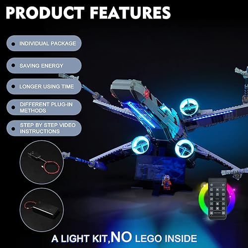 Miniatura 3 de BrickBling Kit de luces para Lego UCS X-Wing Starfighter (sin modelo), versión de control remoto luces compatibles con Lego 75355, gran sorpresa
