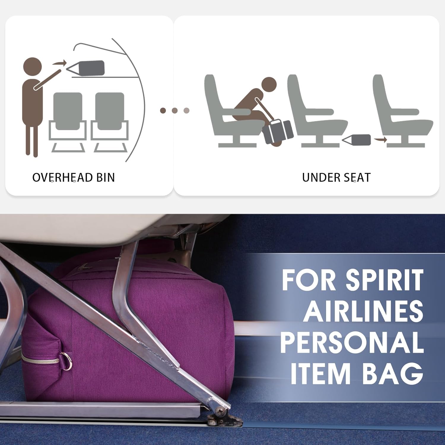 WANDF For Spirit Airlines Personal Item Bag 18x14x8 Underseat with Wet Pocket & Shoe Compartment & Tsa Approved Toiletry Bag