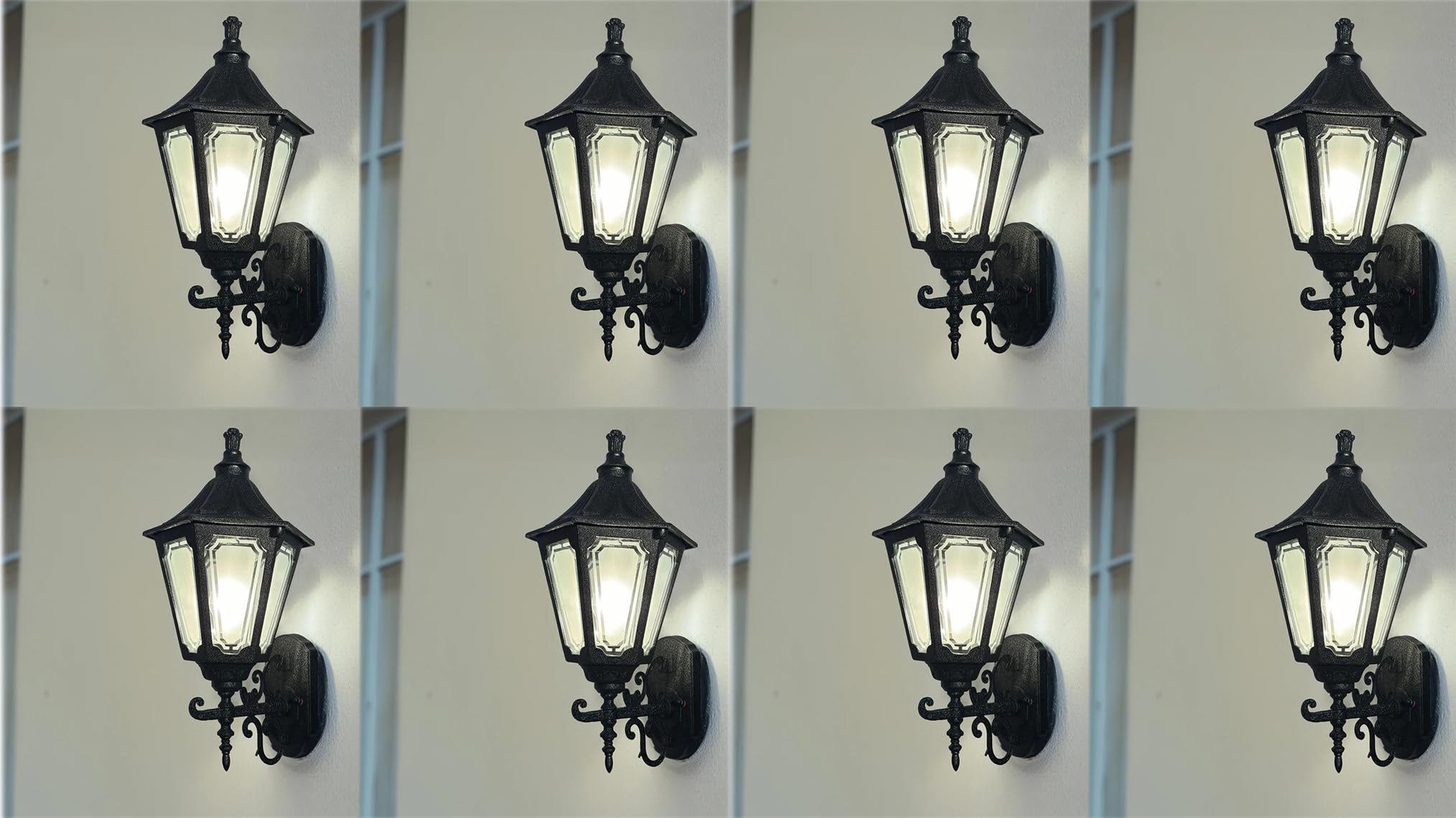 Kiyah Lights B22 Holder Cast Aluminium Black Texture Finished Standard Wall Light for Home Decor, Balcony, Front Elevation, Hallway, Restaurants, Terrace Walls & Garden l Pack of 8