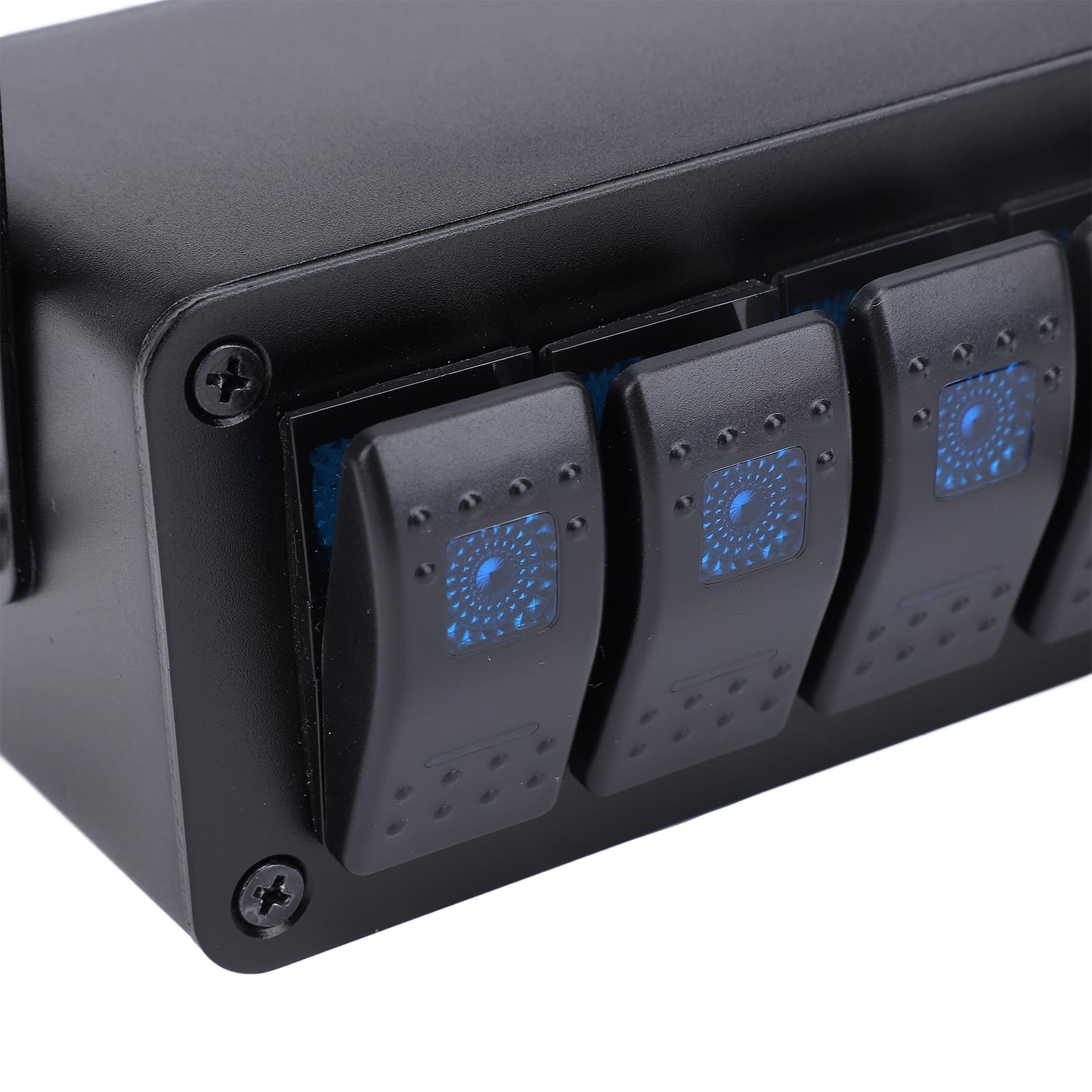 Ausla 4 Gang Pannello Interruttore a Levetta in Alluminio 12V 24V 20A Scatola Interruttore con Caricabatterie USB PD Tipo C QC 3.0 Display LED Tensione per Auto Camion Barche