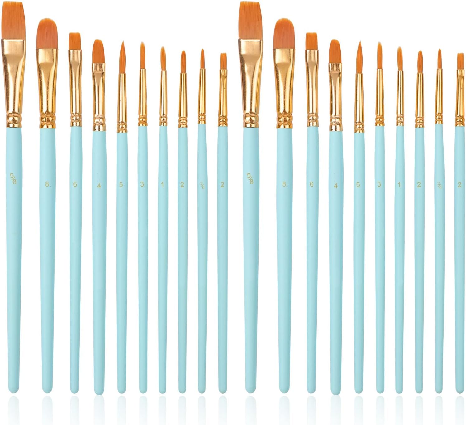 Aniyoo Paint Brushes 20 PCS Nylon Hair Paint Brushes Set for Acrylic Oil Watercolor Gouache Painting Face Paint Brushes for Children and Adults