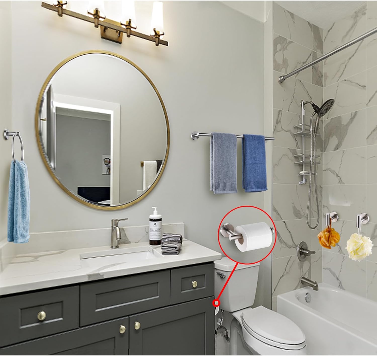Brushed Nickel Stainless Steel 10-Piece Bathroom Hardware Set