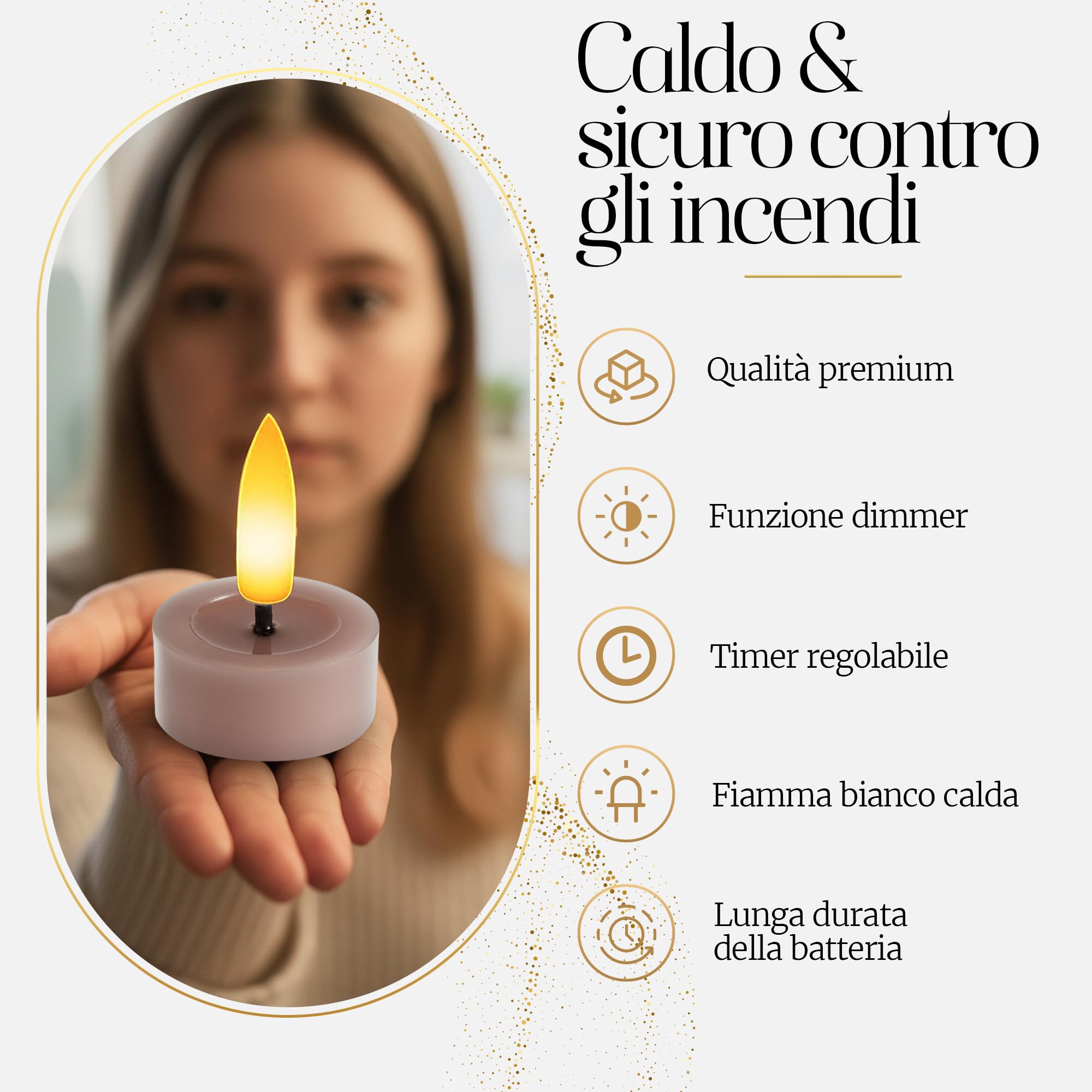 Meisterhome Set di 12 lumini a LED, senza fiamma, con luce tremolante, Ø 4,5 cm, altezza 2,5 cm, vera cera, con timer e telecomando, funzionamento a batteria, luce bianca calda