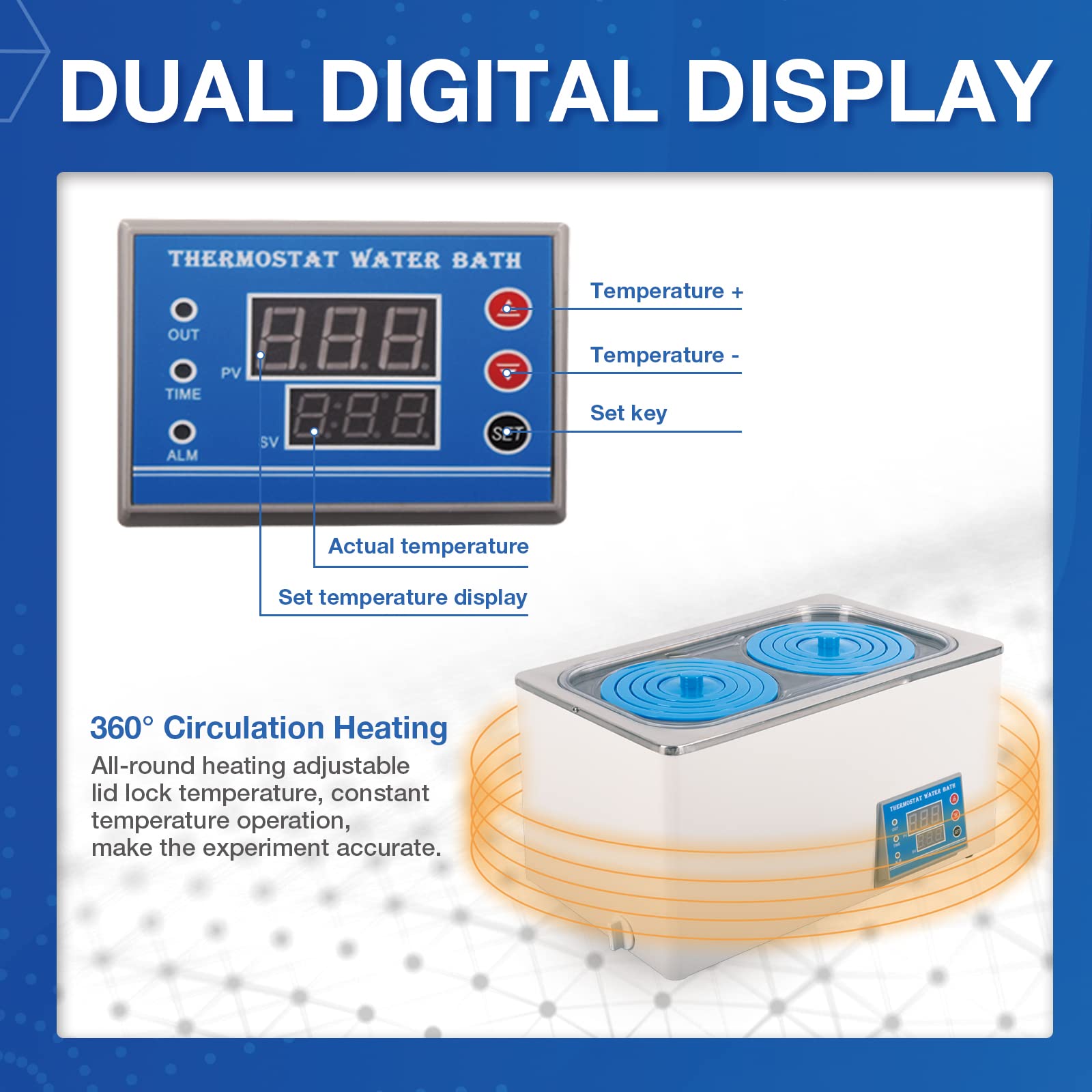 LFGUD Thermostatic Water Bath 7L Water Bath Laboratory HH-2