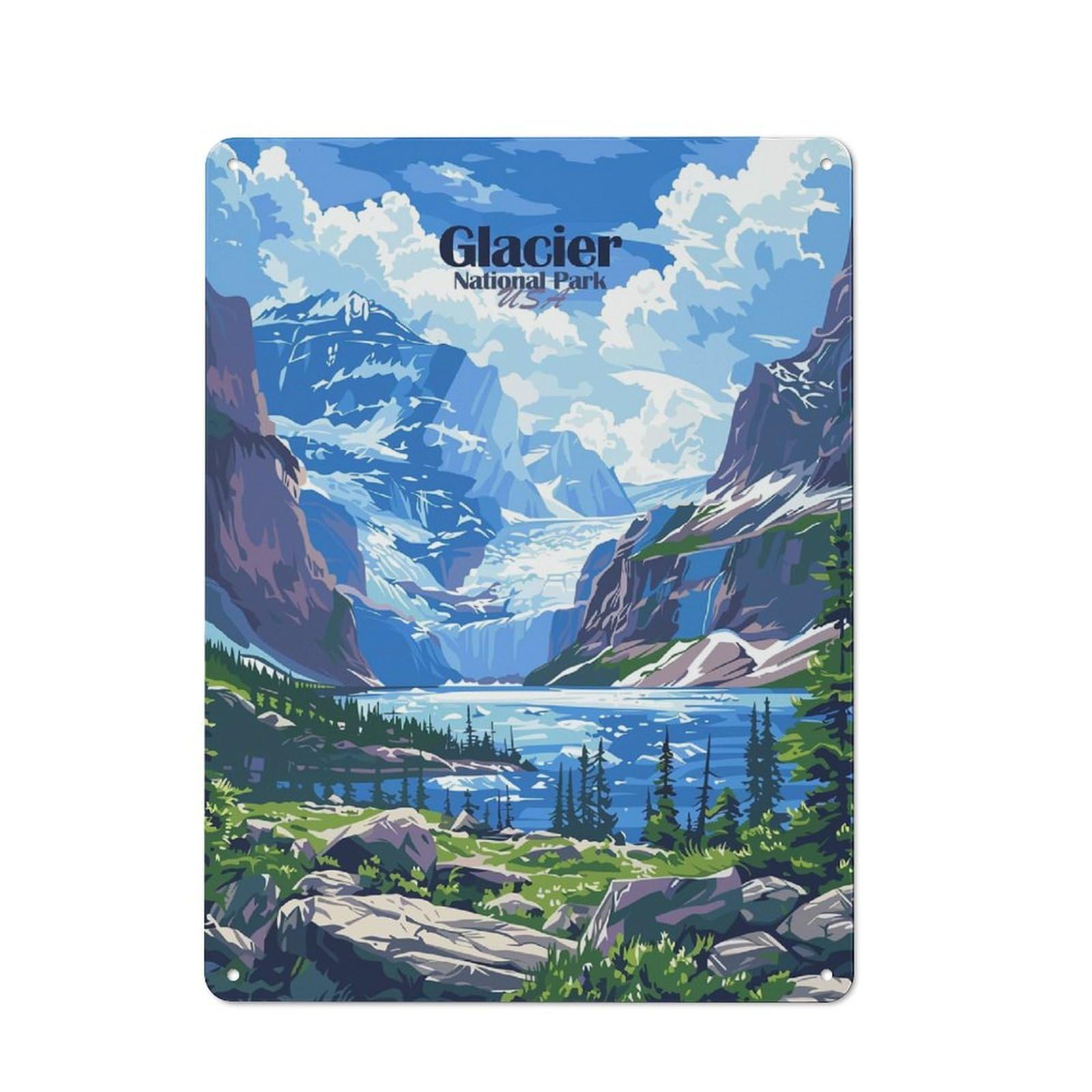 Junmoney Style-13 Glacier National Park Usa Landscape Art Retro Tin Sign 40X30cm For Café Or Restaurant, Housewarming Wall Decor For People Furnishing Café And Restaurant