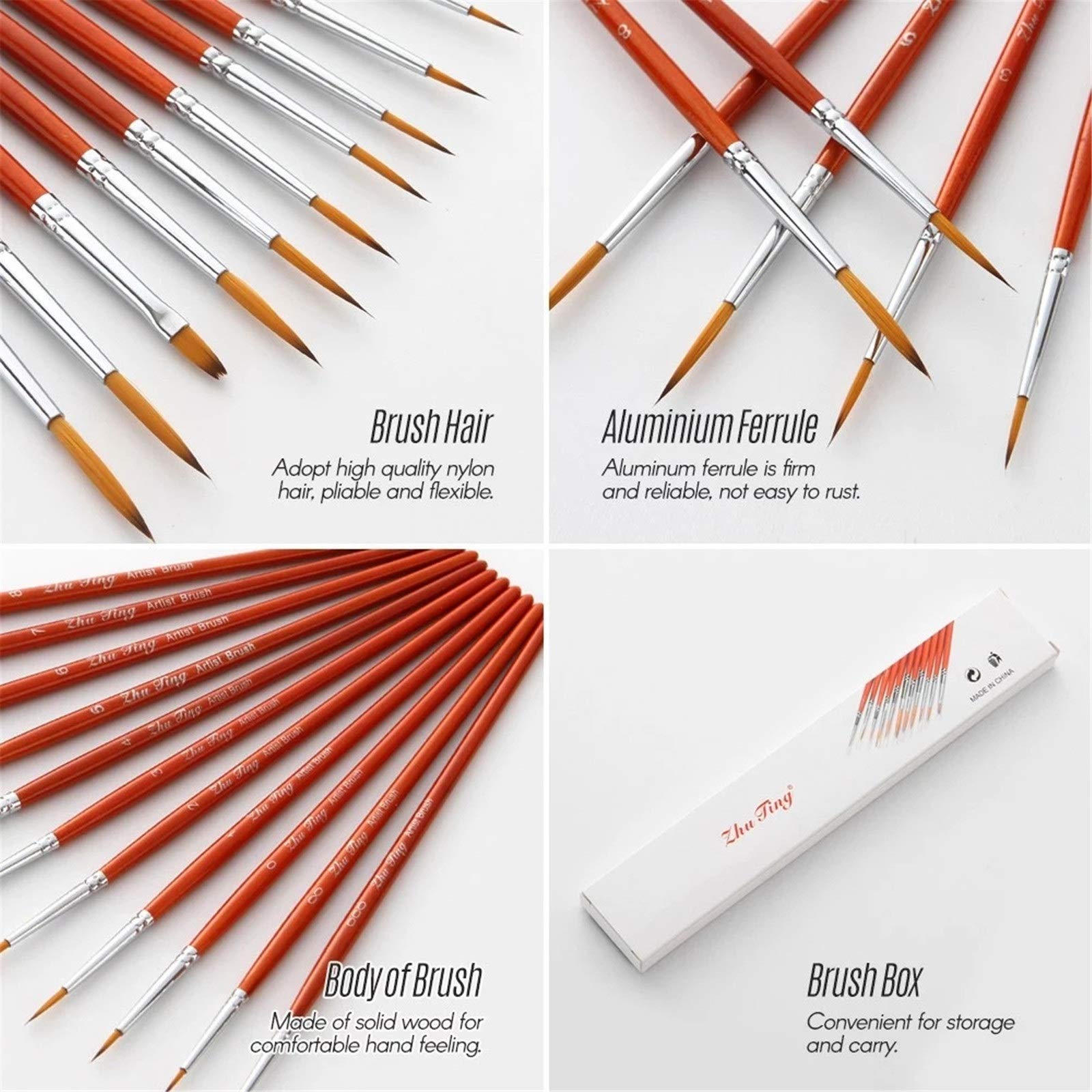 Pinselsets 11-teiliges Malpinsel-Kit-Set for Studenten-Kunstbedarf für Anfänger Profis