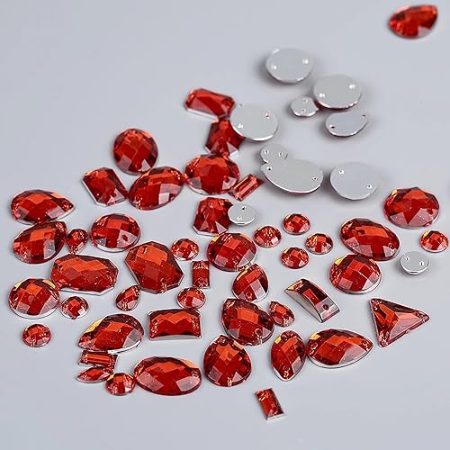 Miniatura 2 de 200 piezas de diamantes de imitación de cristal de formas mixtas, piedras acrílicas con parte trasera plana, piedras de diamante para manualidades,