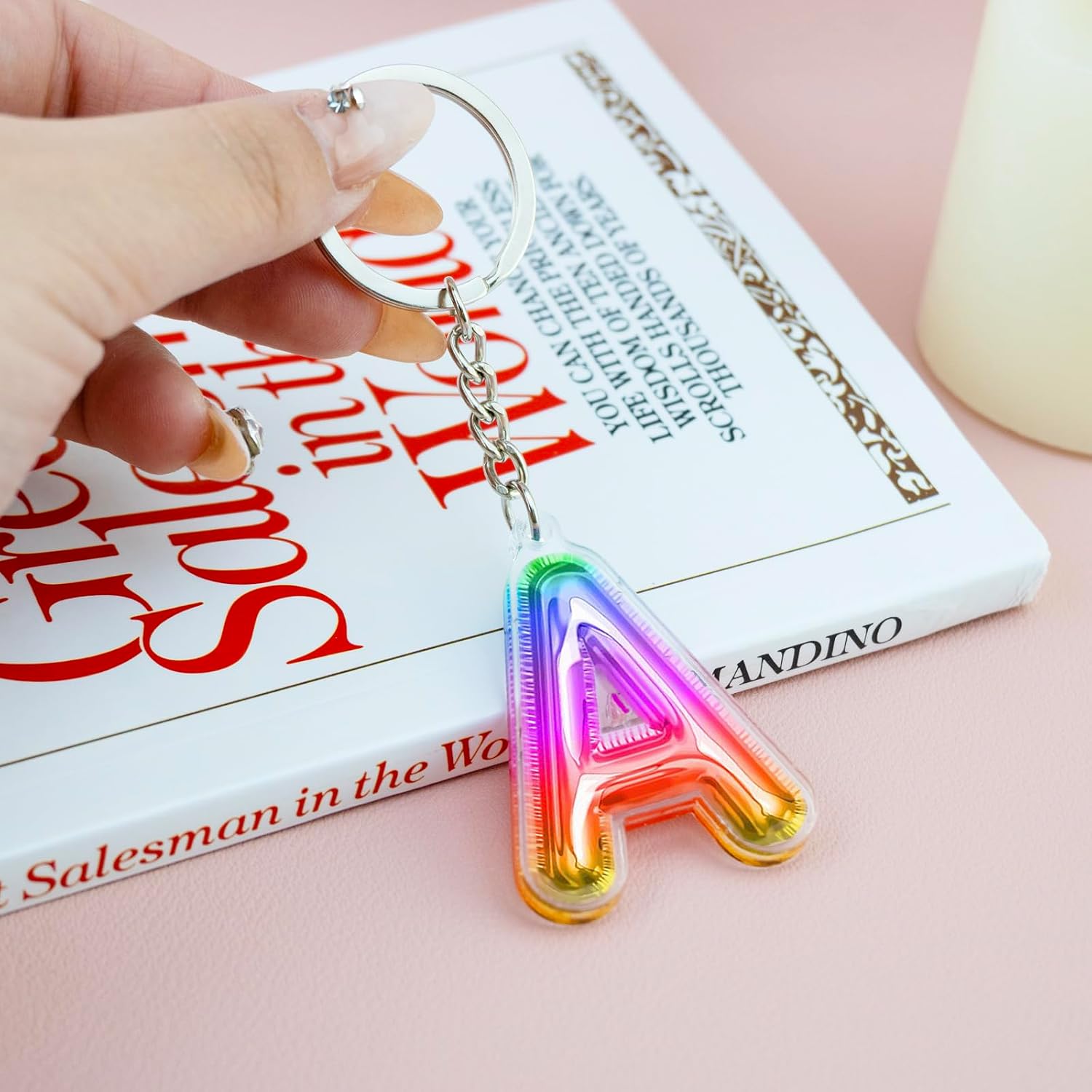 Acrylic Fashion Color Keychain for Women Girls, Acrylic Initial Keychain, Key Handbag Backpack Charm (A-Z) image 4