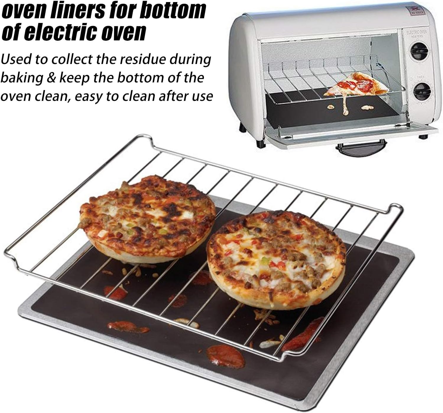 2 Pack Large Oven Liners for Bottom of Electric Oven, Gas Oven Microwave Charcoal or Gas Grills, Reusable Thick Heavy Duty Teflon Non-Stick Oven Mat, Easy to Clean Gas Stove Liners, BPA & PFOA Free