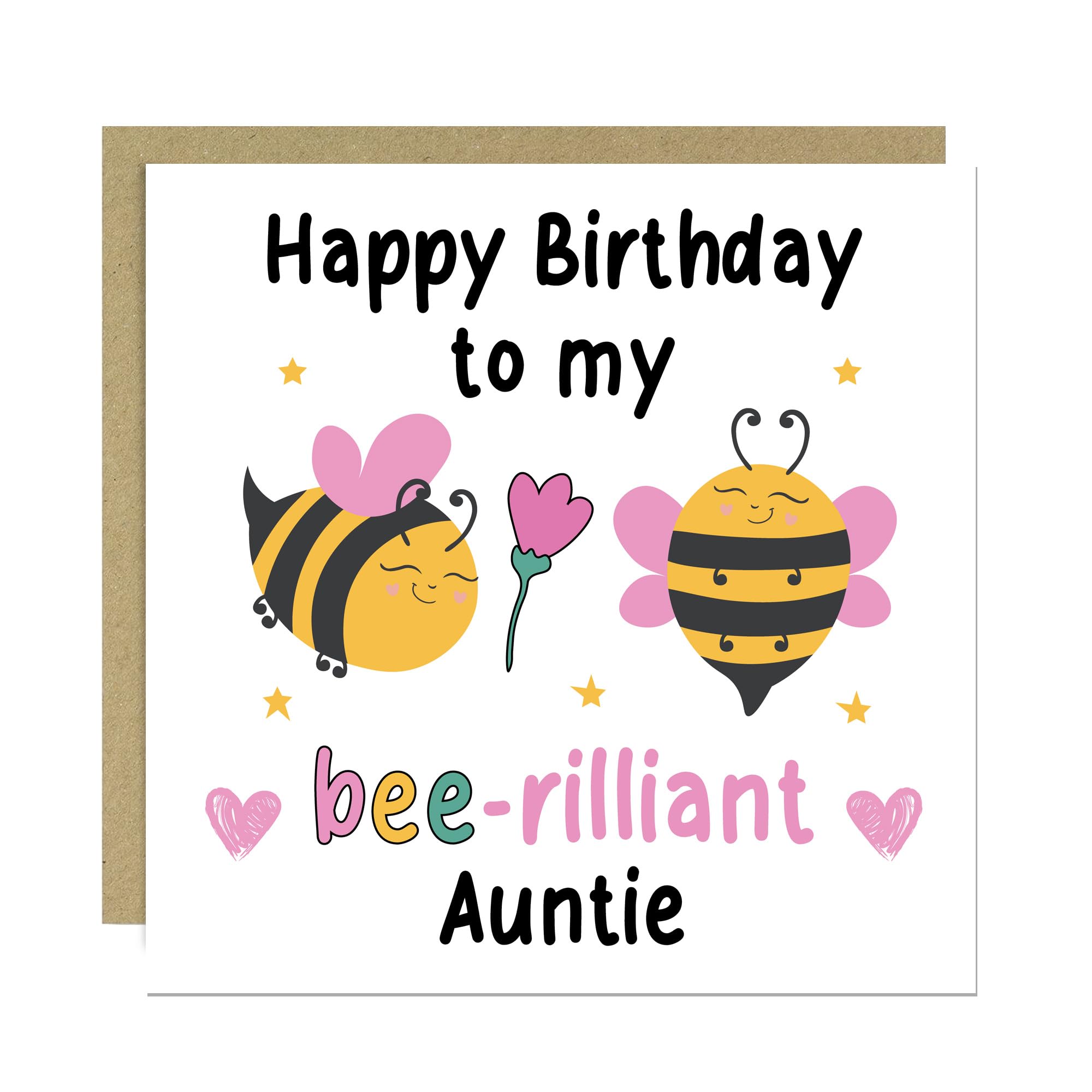 RED OCEAN Happy Birthday To My Bee Rilliant Auntie Card With Kraft Envelope Funny Card For Auntie Birthday From Niece Nephew Cute For