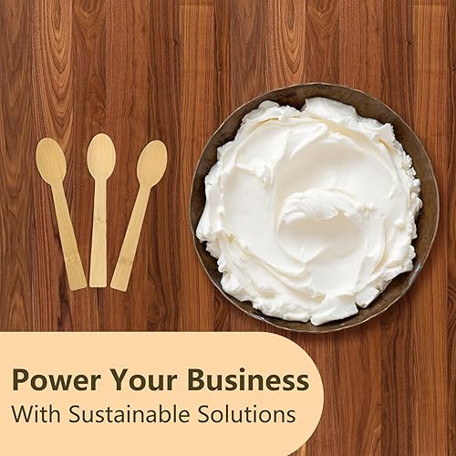 Miniatura 3 de Utensilios desechables de bambú, utensilios de bambú natural, 100 cucharas, cubiertos compostables biodegradables, cubiertos de bambú reutilizables