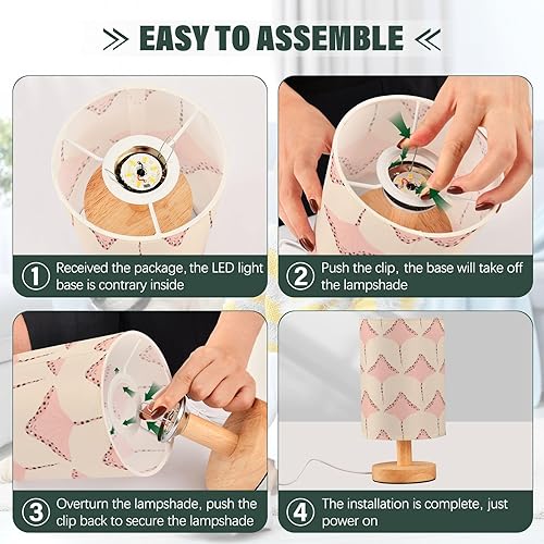 Miniatura 4 de FRODOTGV Night Lamp Room Table Lamp Modern Manta Rays Pink Coral Table Lamps for Kids Bedroom