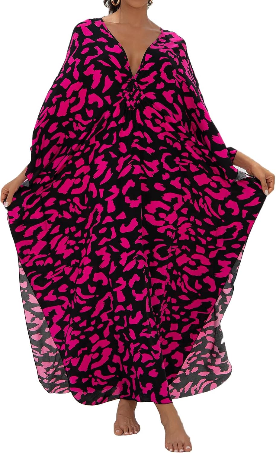 L-Peach Dames zomer gebreide jas bikini cover up casual losse overgooier kaftan strandjurk zomerjurk één maat, A Zwart, One size
