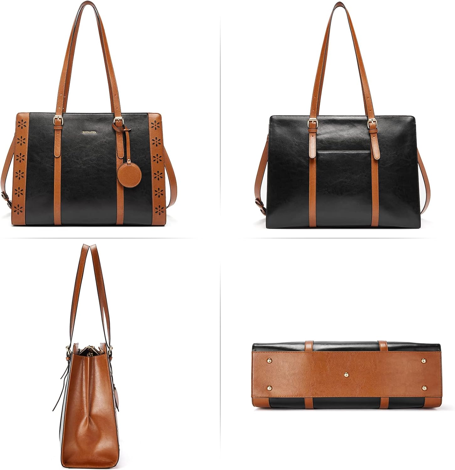 BOSTANTEN Laptop Bag for Women 15.6 inch Computer Leather Briefcase Vintage Work Tote Handbag - Image 6