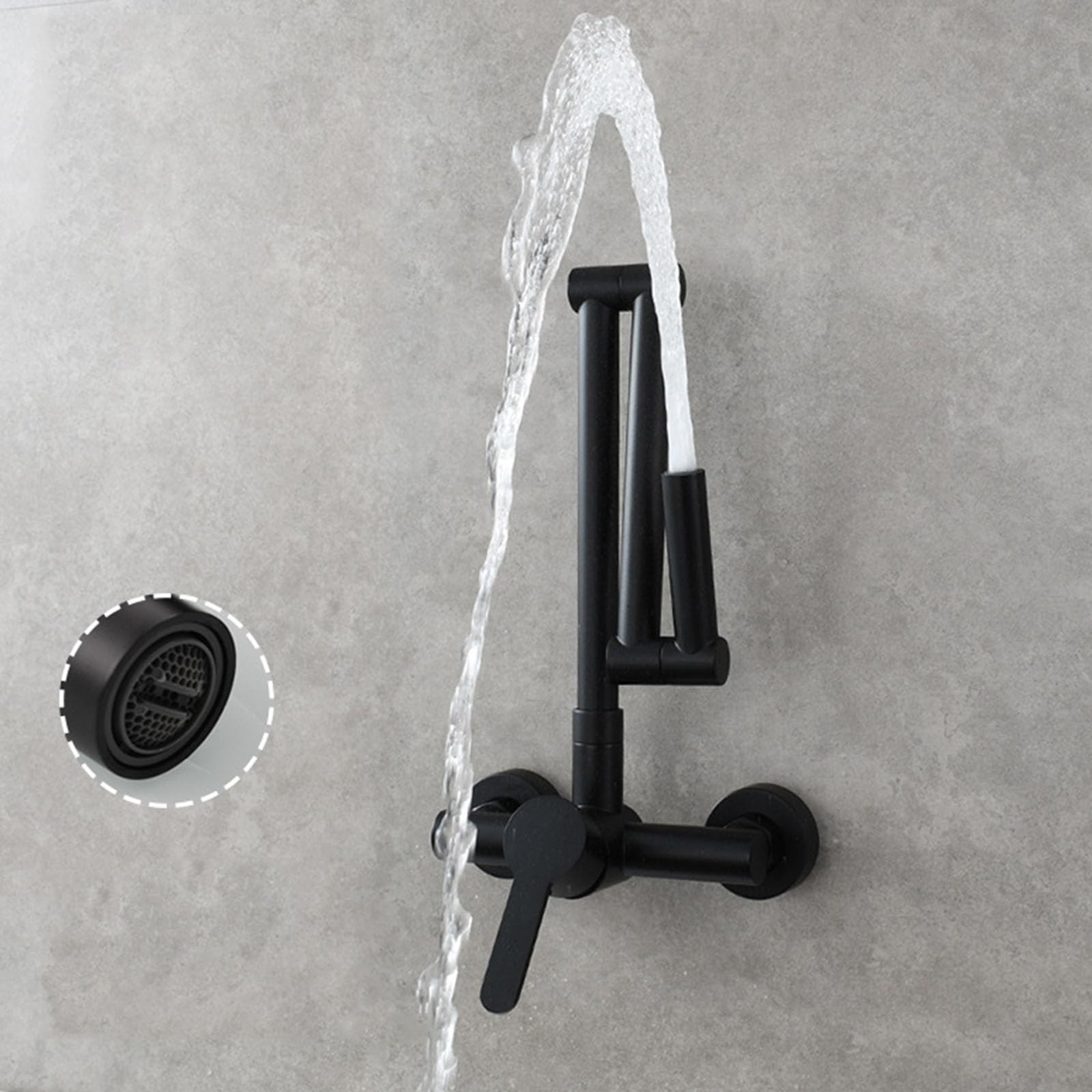 Rubinetti da Cucina a Muro Rubinetto Cucina Pieghevole, Rubinetto Cucina Ottone Miscelatore Cucina acqua Calda e Fredda Nero