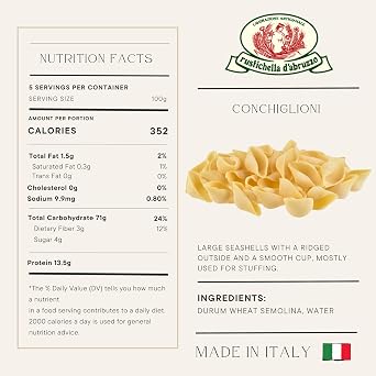 Rustichella d'Abruzzo Conchiglioni - 500g Large Shell Pasta - Ideal for Stuffing - Classic Durum Wheat Pasta from Italy