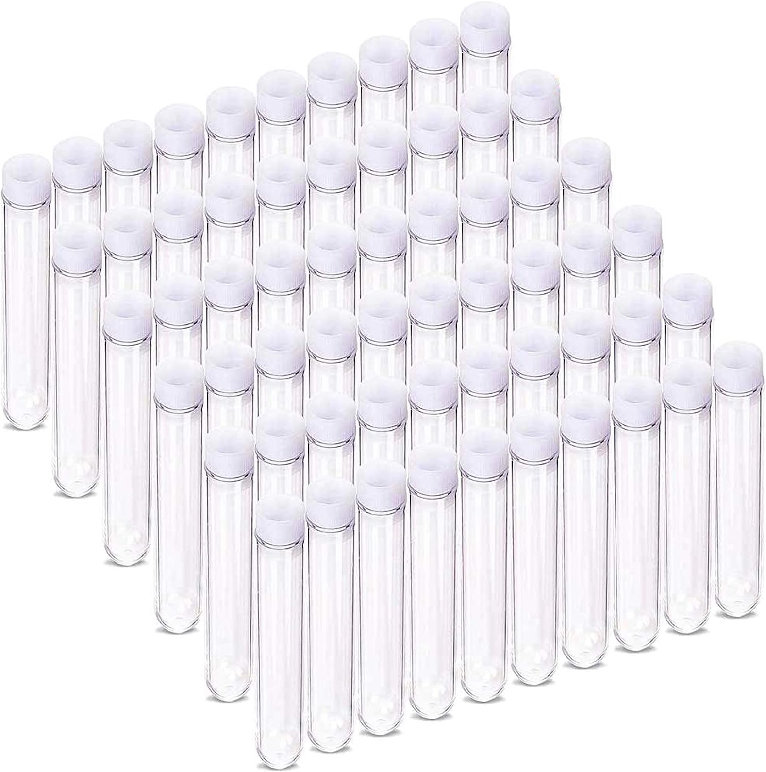 DEPEPE 60pcs 6ml Clear Mini Plastic Test Tubes with Caps, 13mm x 75mm, for Science Lab and Storage Containers