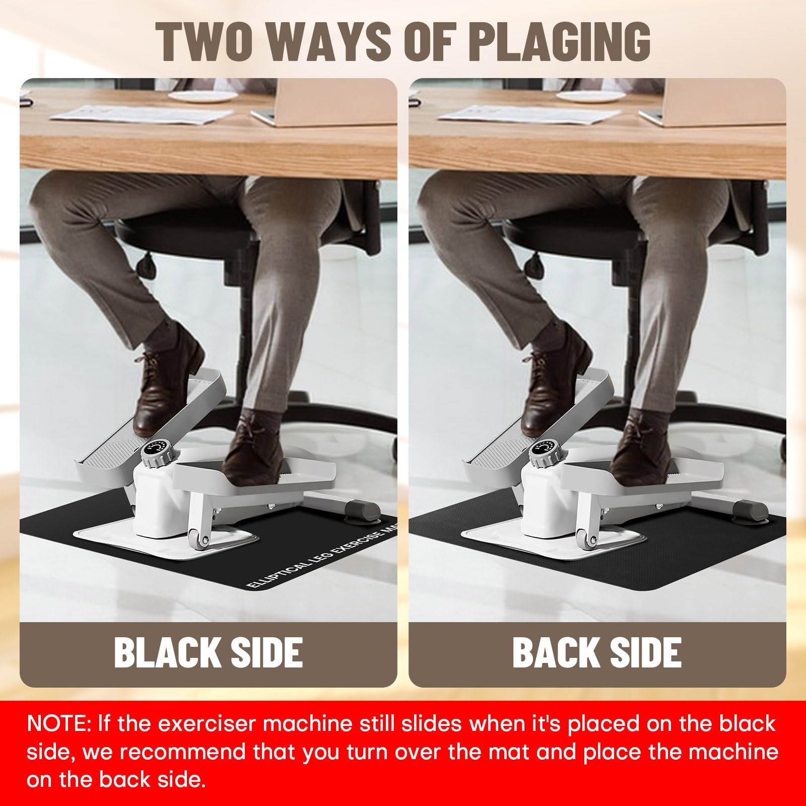 Under Desk Elliptical Mat - Non-Slip Exercise Equipment for Peloton Bike, Small Exercise Mat for Desk Workout Equipment