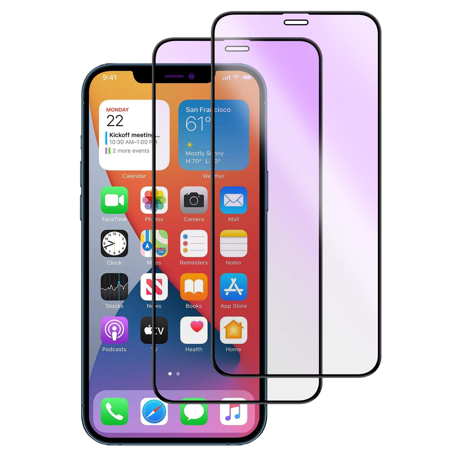 Amazon | 【ブルーライト/2枚セット】iPhone12pro ガラスフィルム 