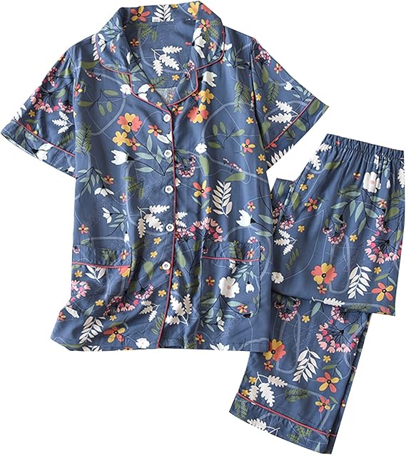 Amazon Unifizz パジャマ 花柄 レディース レーヨン 前開き 長袖 かわいい ルームウェア 肌に優しい ゆったり Tシャツ ロングパンツ 上下セット 春夏秋冬 柔らか おしゃれ 部屋着 寝間着 女性 婦人 敬老の日 Pajamas For Women パジャマ ルームウェアセット 通販