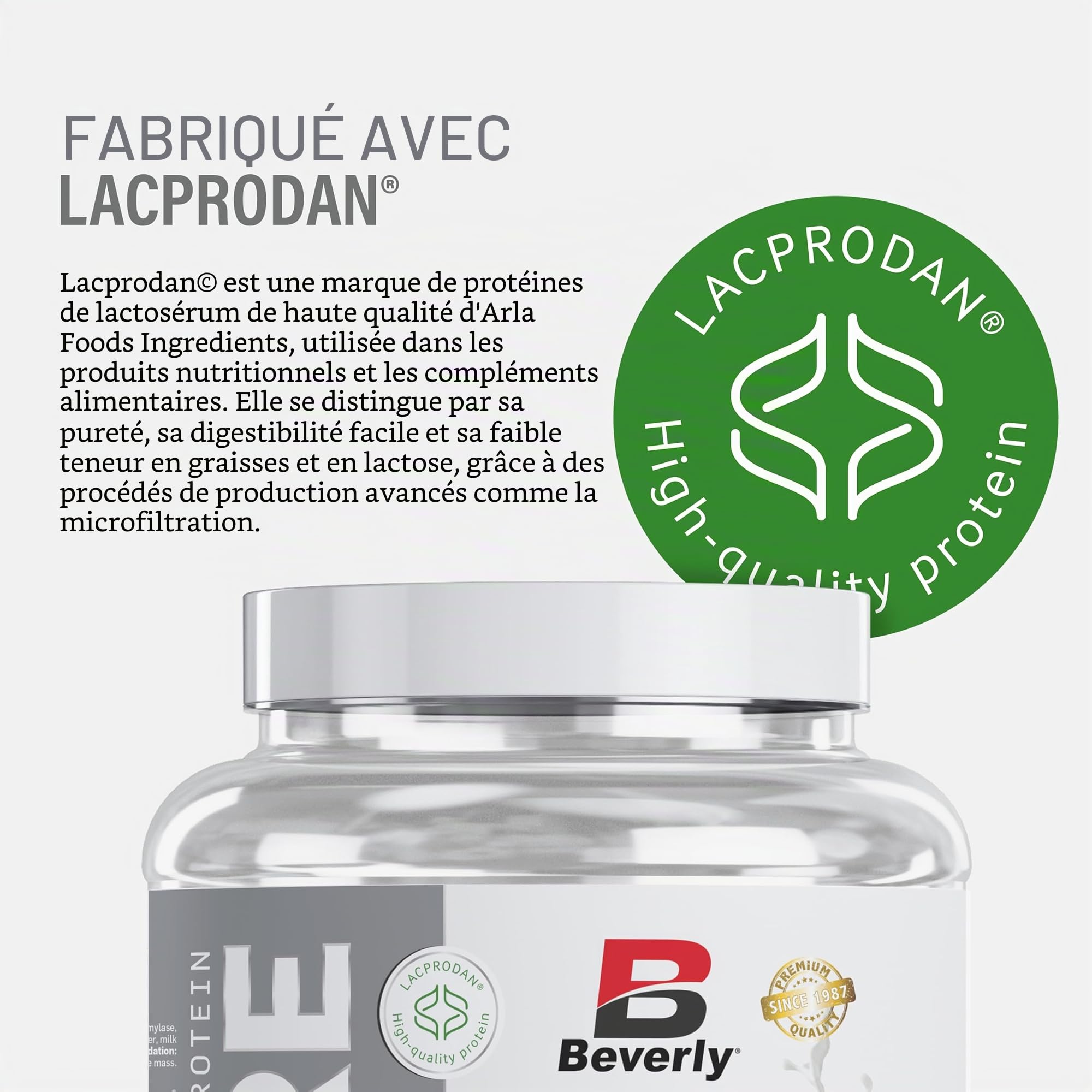 Beverly Pure Whey 80% – Protéine en Poudre Premium 1 kg Sans Saveur – Haute Qualité – Idéal Sport & Fitness
