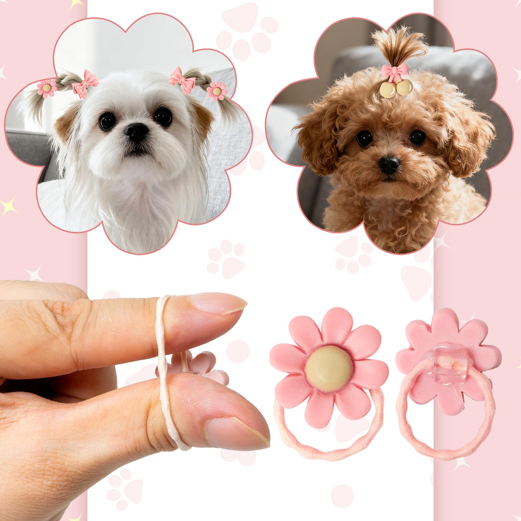 RAORAOYUE 20 pcs Cute Puppy Dog Bowknot Hair Bow, Bulk With Rubber Bands Holiday Daily Yorkie Dog Hair Accessories - Image 3