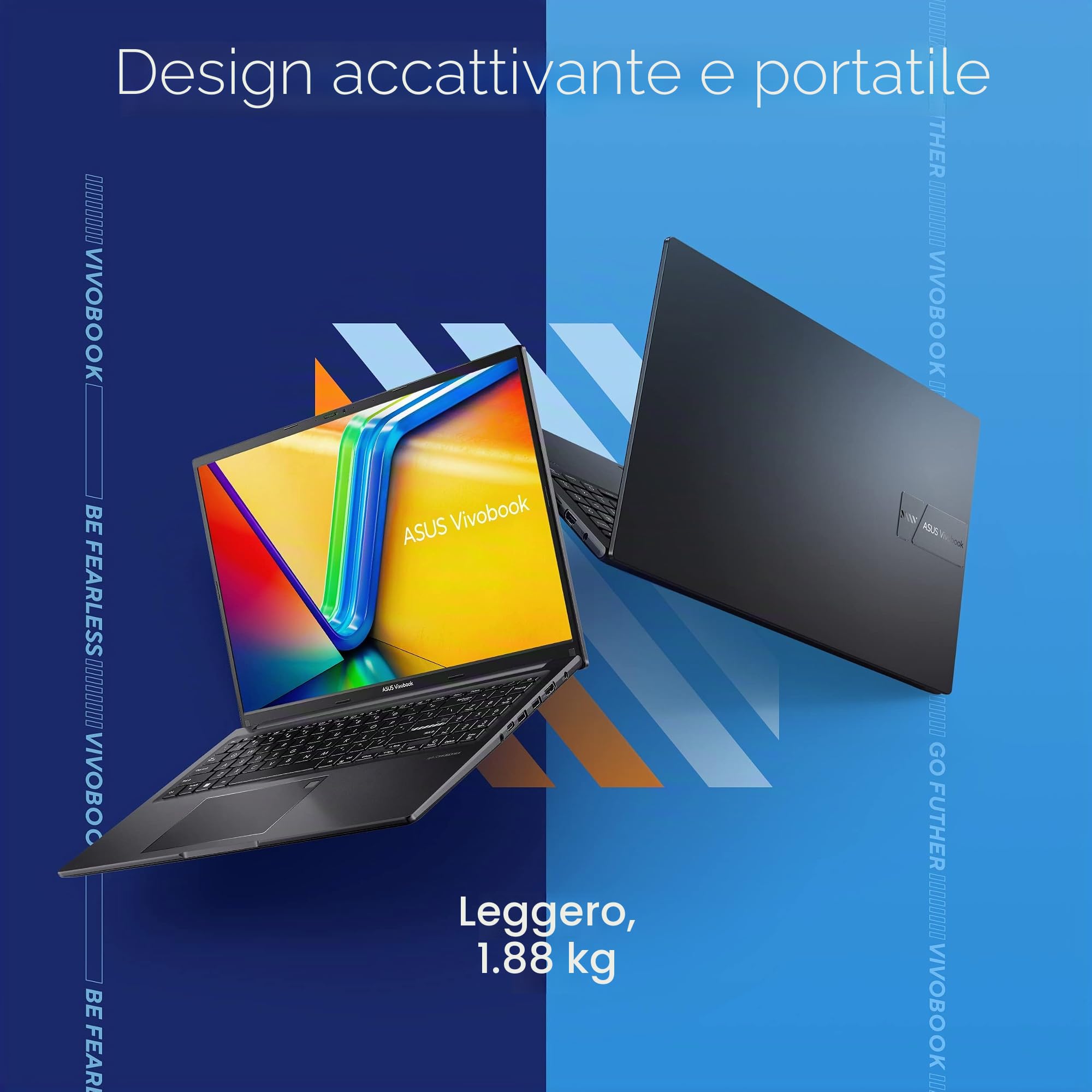 ASUS Vivobook - Computer portatile 16", WUXGA (1920 x 1200) 16:10, CPU Intel Core i7-13700H, grafica Intel Iris X, RAM da 8 GB, SSD da 1 TB, Windows 11 Home, Indie Black, F1605VA-DS74