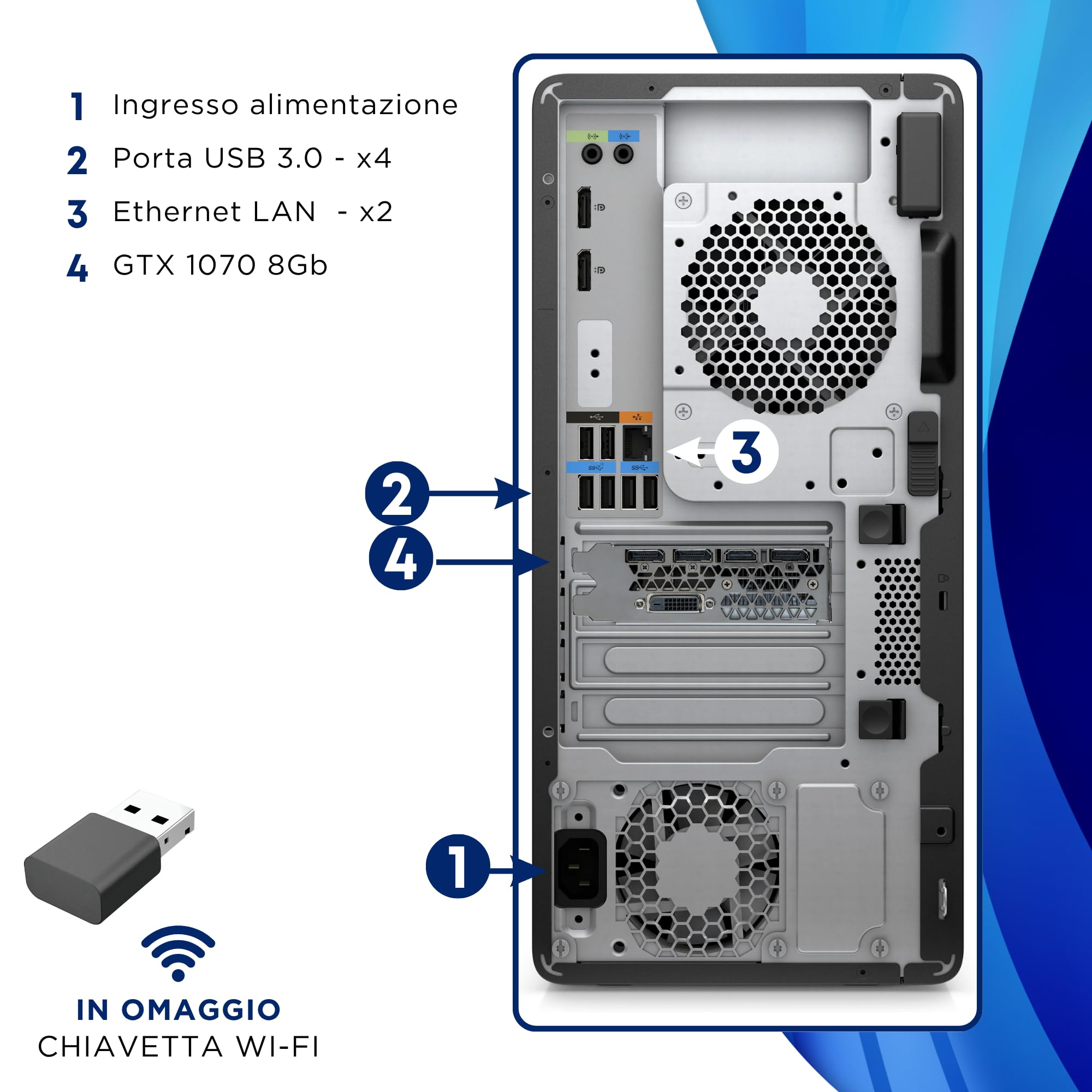 HP Z2 Tower G5 Workstation – Intel i7-10700 8 Core 2.90GHz – Ram 16Gb SSD 512Gb – GTX 1070 8GB – Pc Desktop Pronto all'uso con Windows 11 Pro (Ricondizionato)