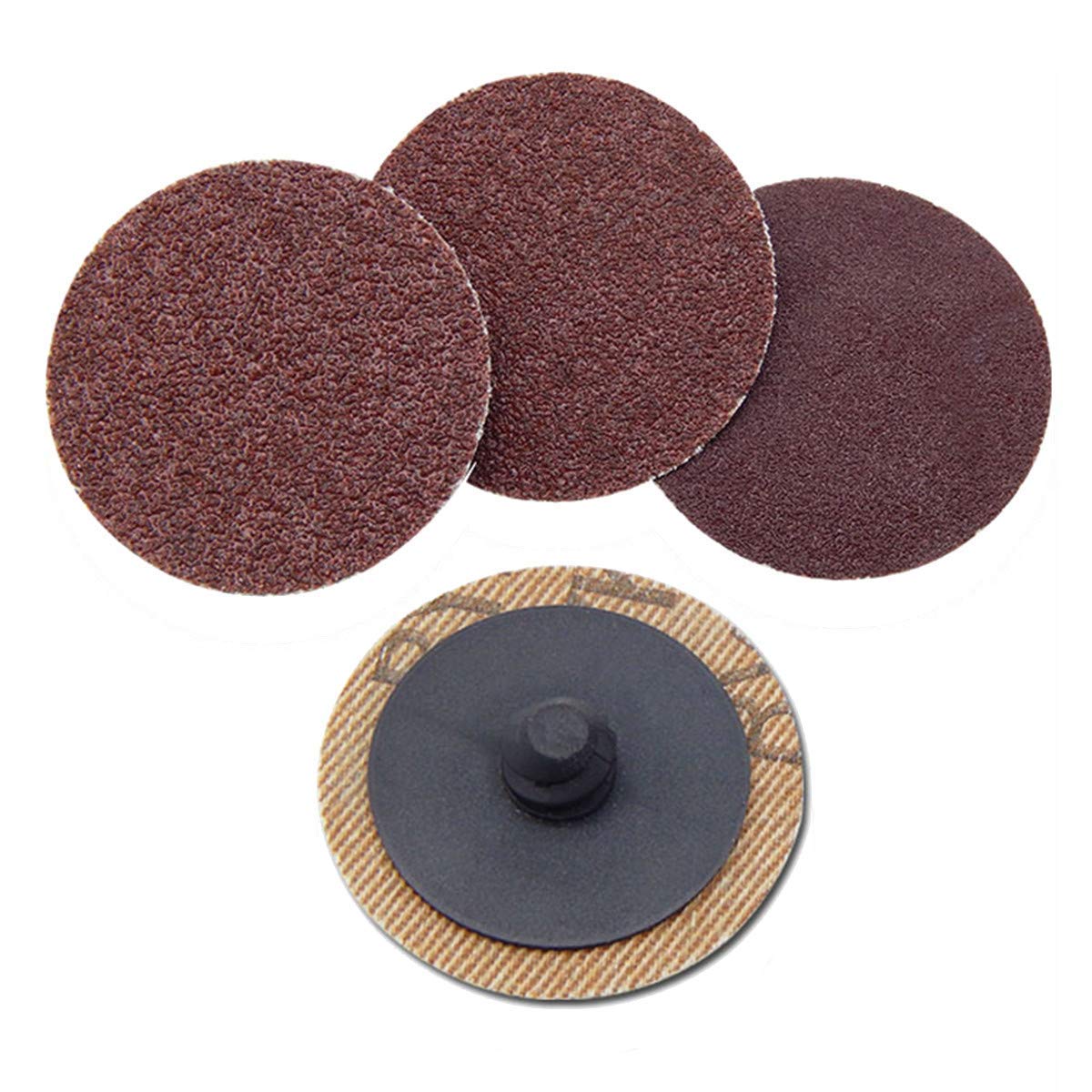 50PCS 1 inch Quick Change Discs Roll Type 36 60 80 120 220 Grit, VÉZAAR Torque Sanding Disc Die Grinder Accessories with 1/4 Dia Arbor