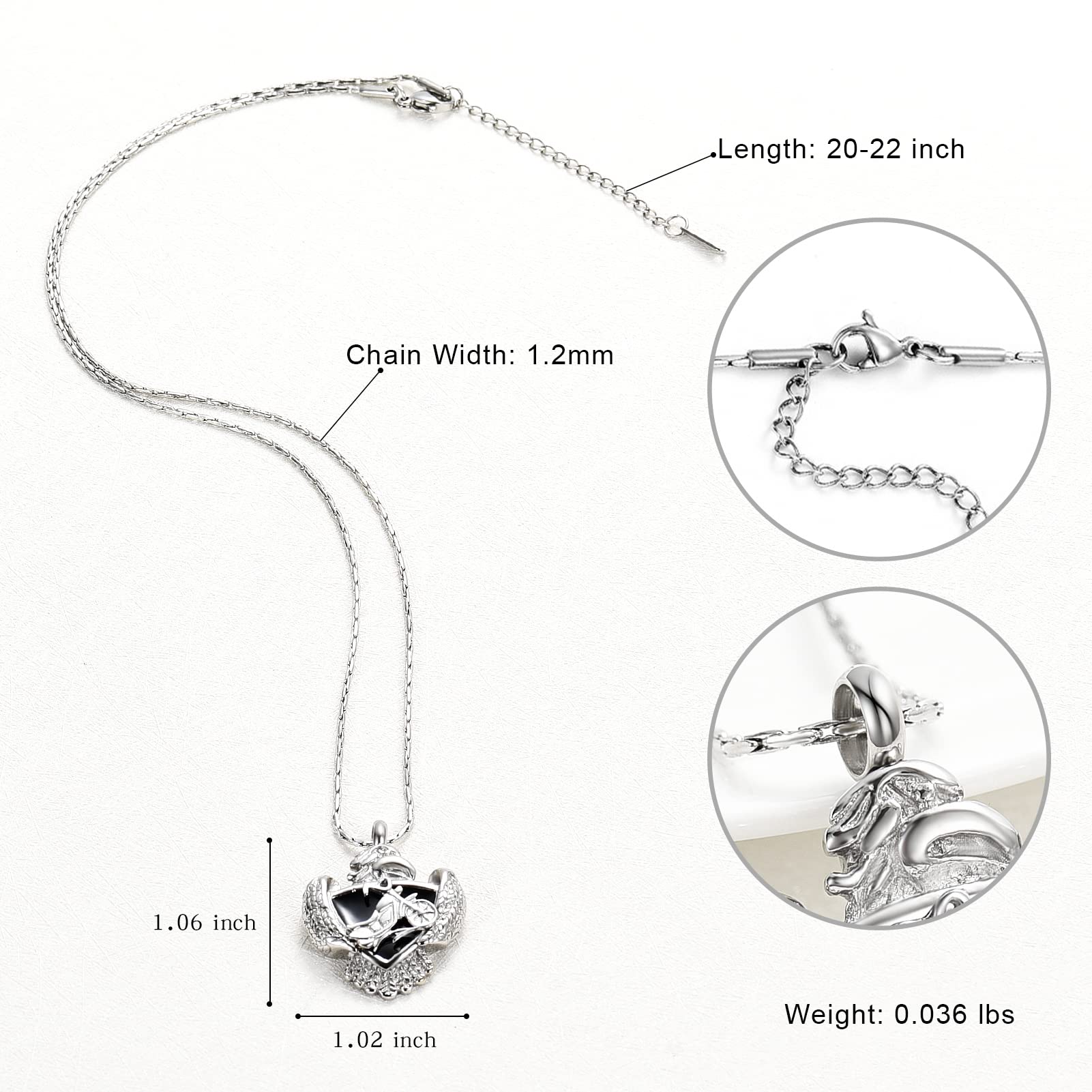 constantlife Cremation Jewelry for Ashes Motorcycle Eagle Deisgn Stainless Steel Pendant Memorial Urn Necklace Ashes Holder Keepsake (Silver)