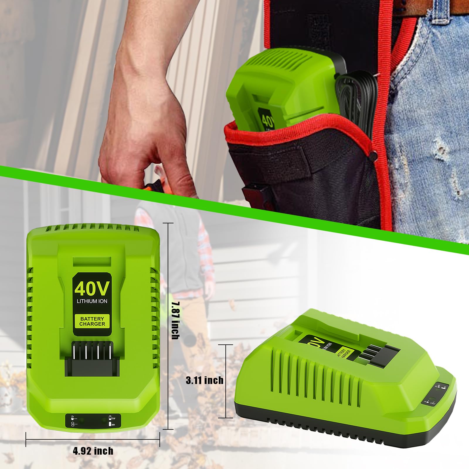 Cargador rápido de 40 voltios y 4 A, para Greenworks 40 V, carga rápida de repuesto para paquetes de baterías 29482 29462 29252 G-MAX de 40 V