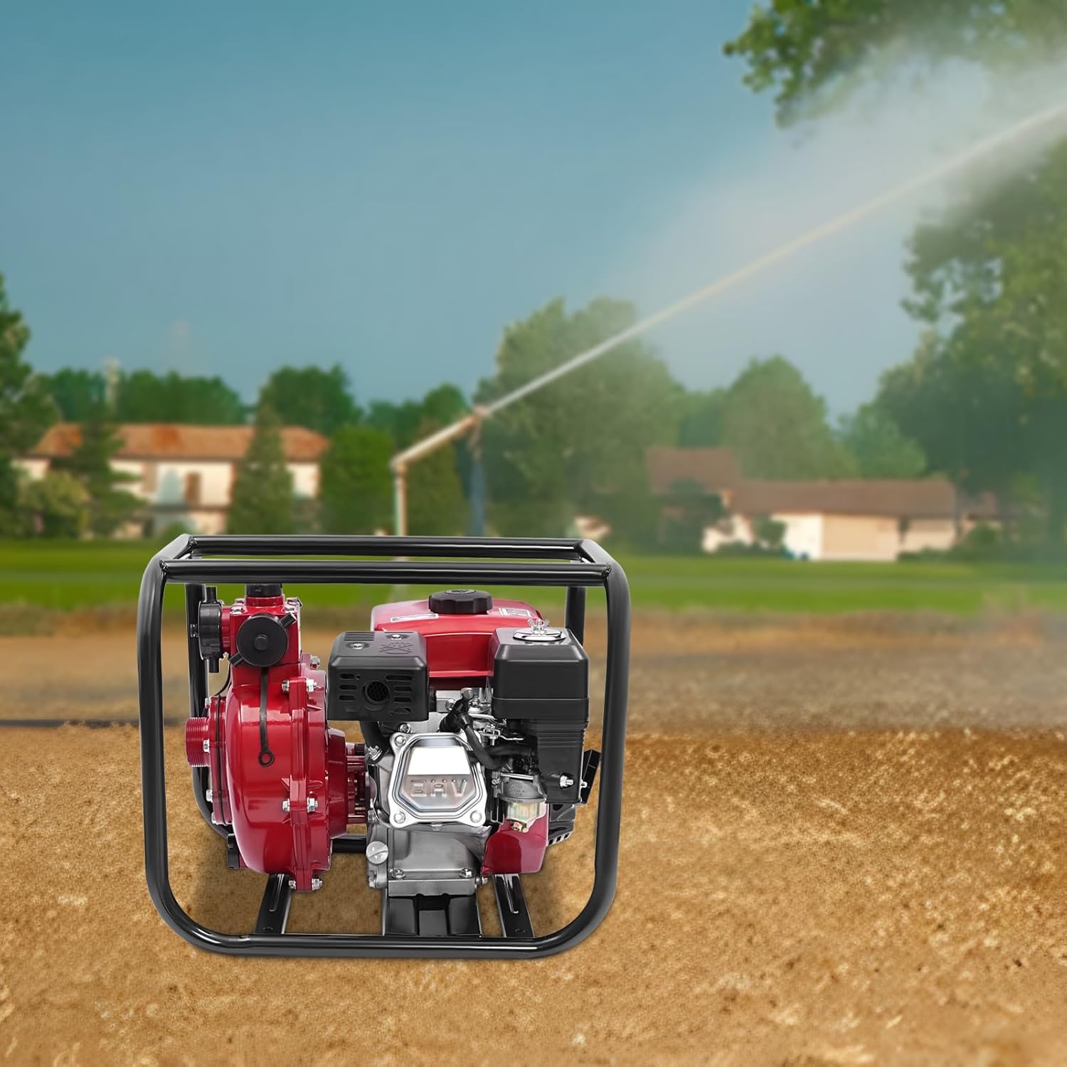 4-Stroke Gas Pump for Water Gasoline Powered Water Pump Gas Pumps Trash Pumps Gasoline Powered Engine Pumping for Farmland Agriculture 2inch 4KW 212CC 2 Impeller