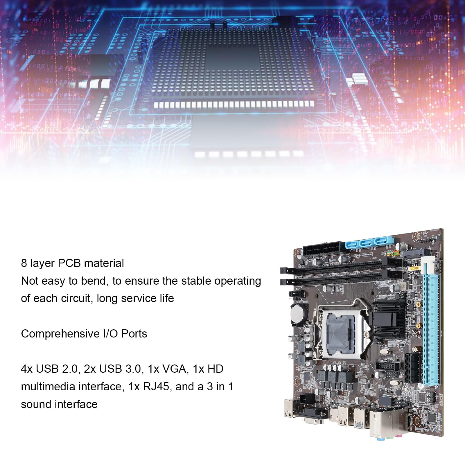 Elprico LGA 1151 Płyta Główna, H110 (6/7./8. generacji) Płyta Główna Gier, DDR4, NVME/NGFF M.2, SATA3.0 6 GB dla Core I7 8700 8700K, I5 8600K, 8600,8500,8400, I7 7700K, I7 7700, I5
