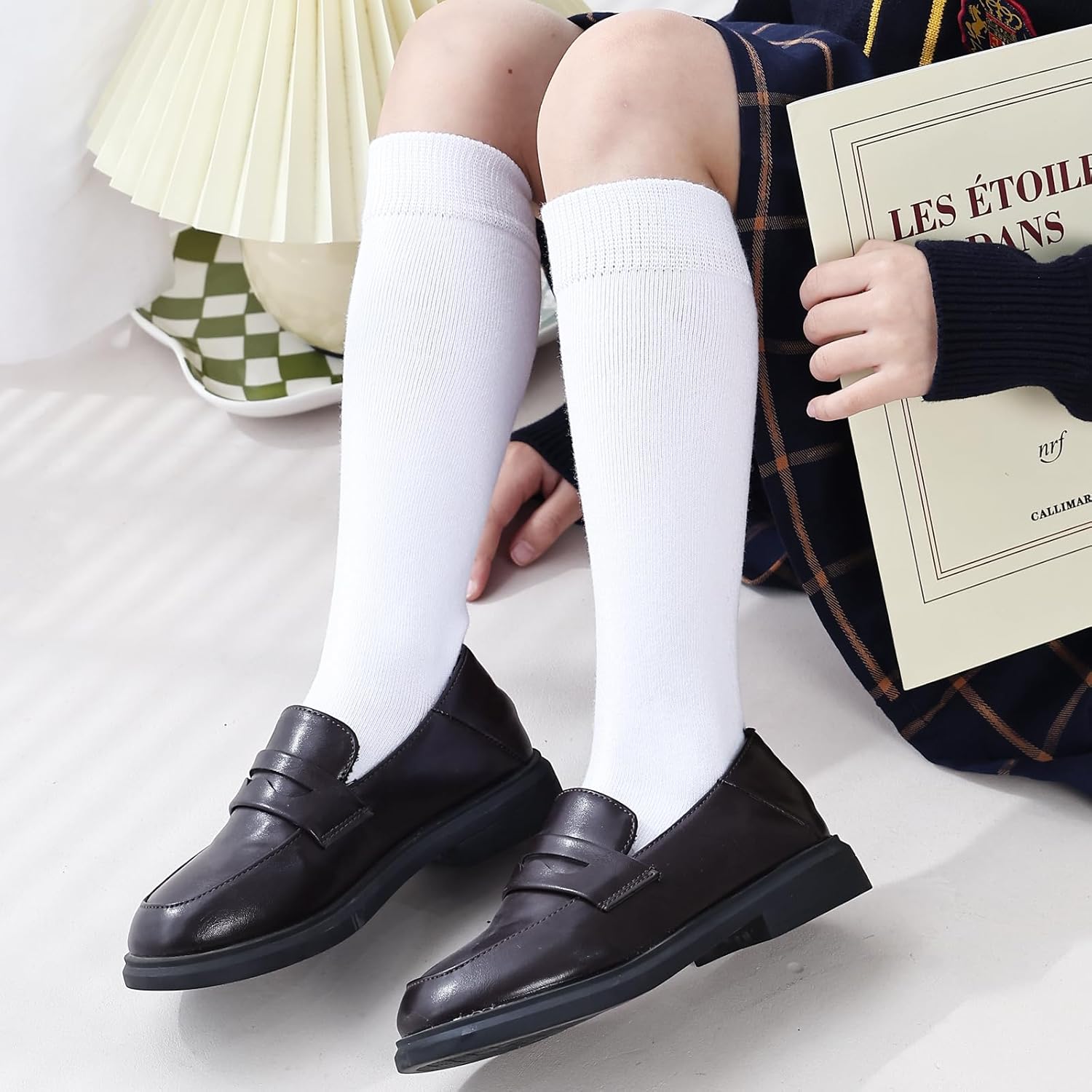 Knee High Socks for Girls Boys School Uniform Set - 3/6 Pack Cotton Tube Socks in Black, White, Navy Blue - Image 5