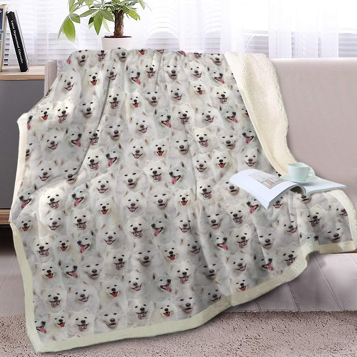 BlessLiving Fuzzy Dogs Blanket for Kids Adults Cute Puppy