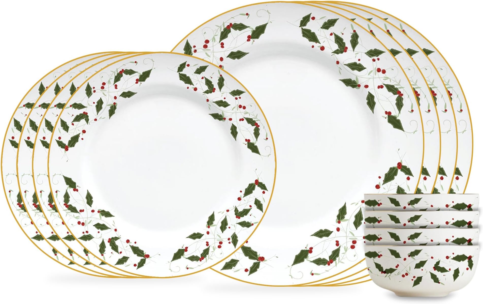 Spode Christmas Tree 4-Piece Place Setting: Dinner Plate, Salad Plate, Cereal Bowl & Mug