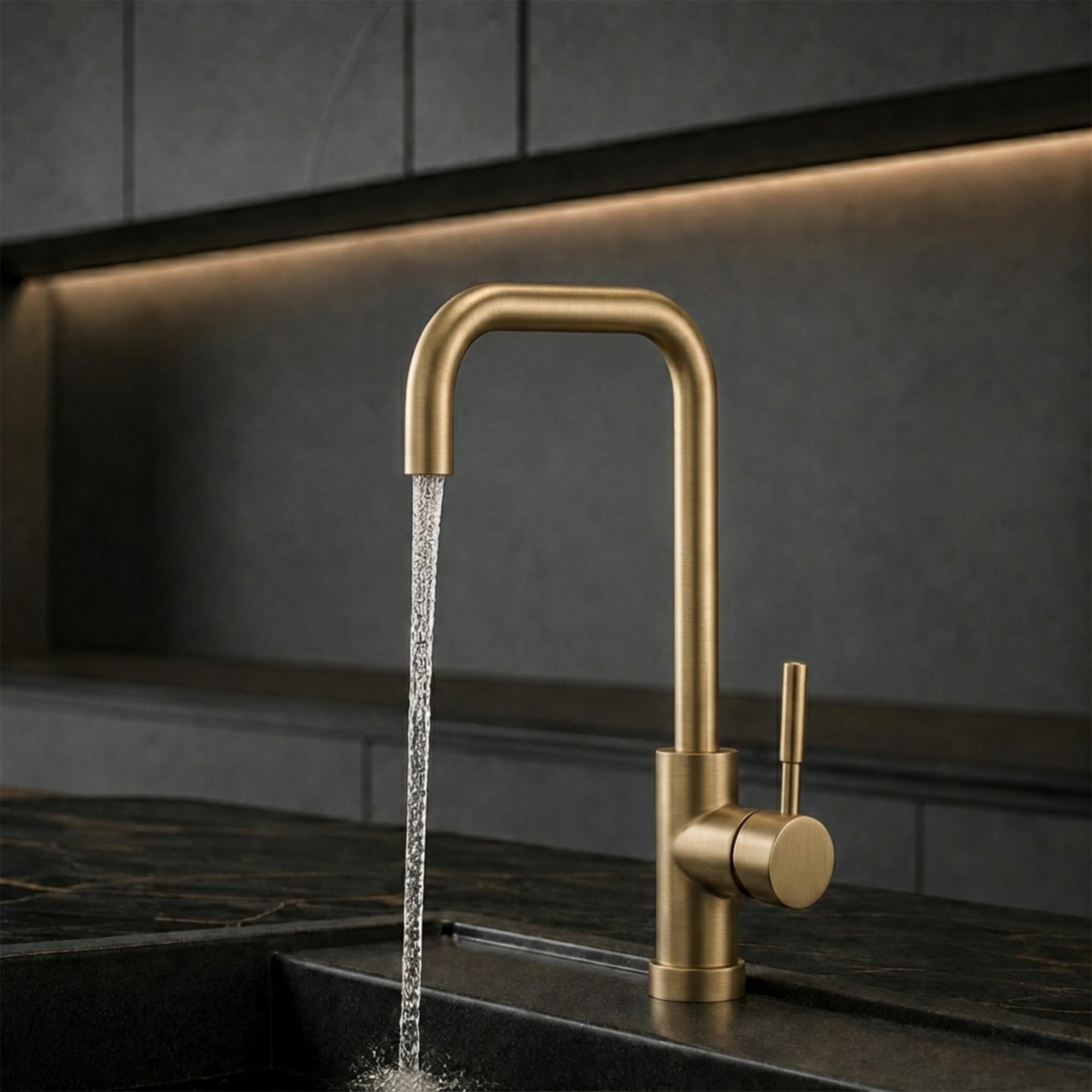 Carysil ASL PRO 2201 Modern Kitchen Faucet with High Arc Sink Tap with 360° Swivel Spout, Single Lever Hot & Cold Water Mixer | Single Hole Deck Mount Installation - Gold-image-41