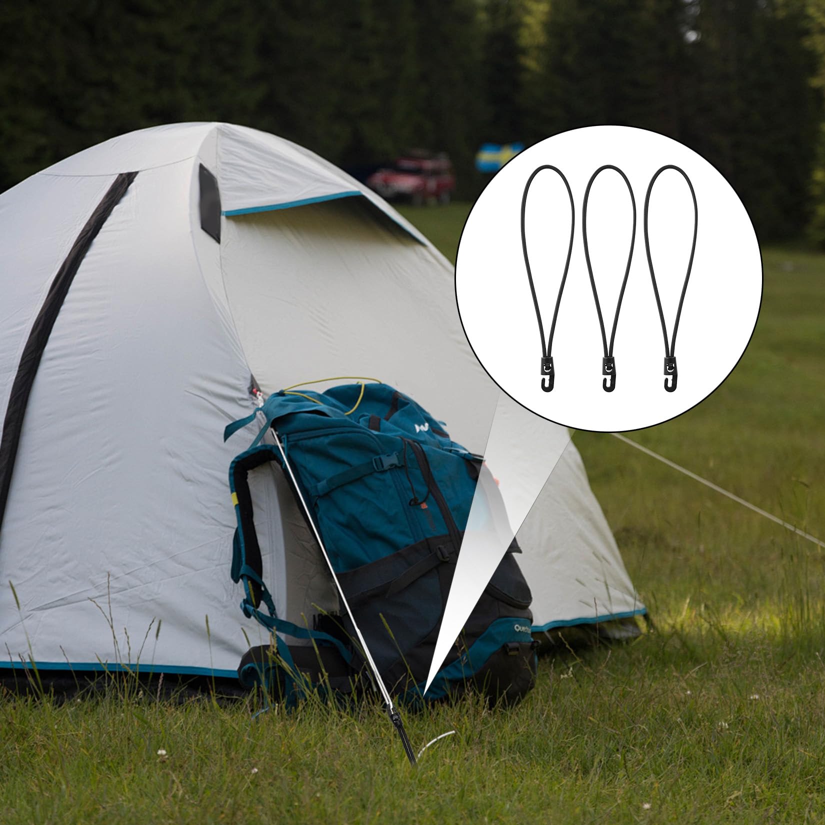 35 szt. krótkich sznurków bungee z haczykami, wytrzymałe paski bungee z haczykami, 25 cm, odporne na promieniowanie UV, czarne, bungee, elastyczne paski z haczykiem, do zabezpieczania bagażu, mebli