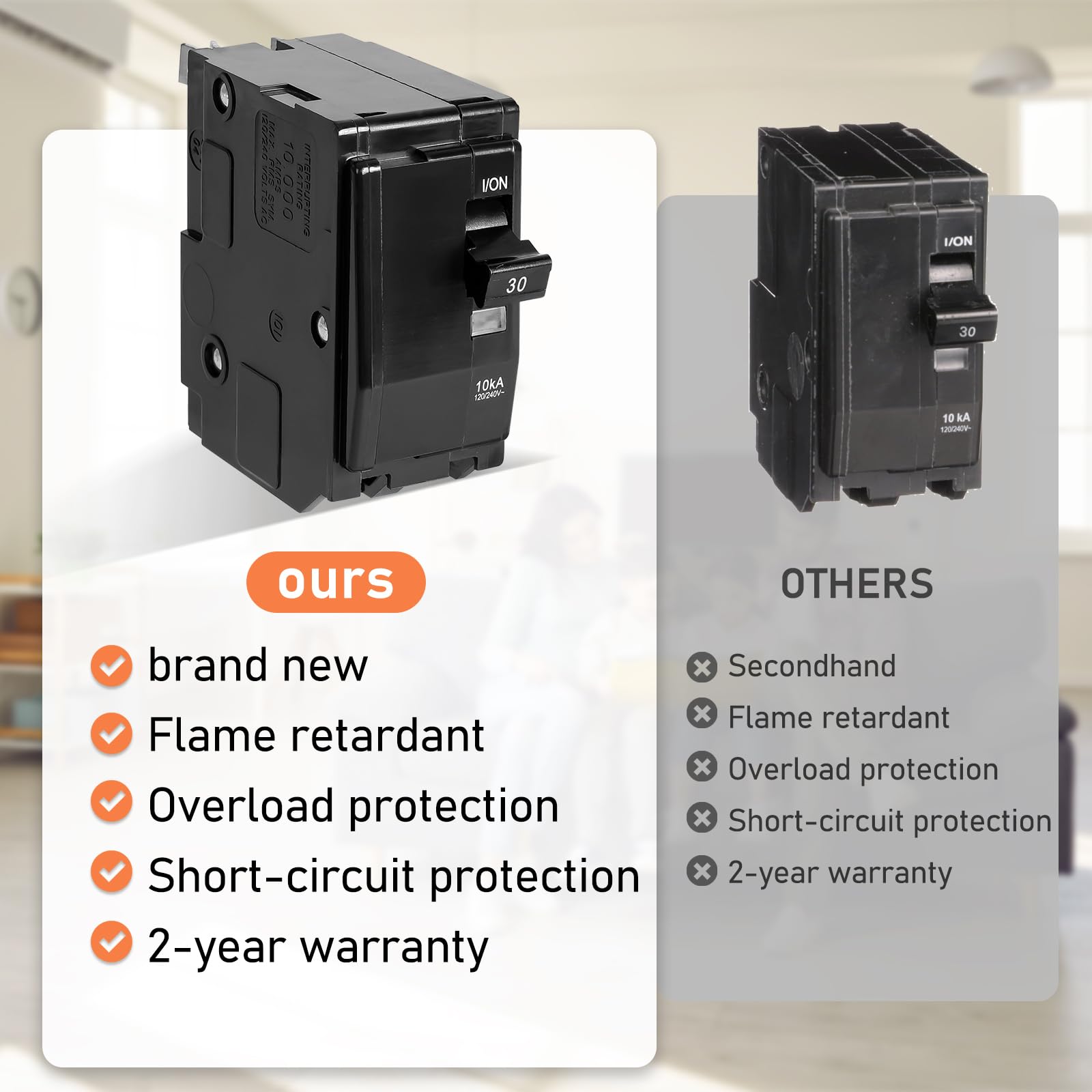 QO230CP,30 Amp 2P Circuit Breaker,Compatible with SD QO Load Center, CSED, and NQOD Distribution Panels,Indicator Light,30 Amp Tandem Breaker — Amazon image 6